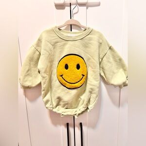 Kids Smiley Face bubble romper - Yellow and Cream